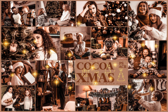 10 Cocoa Xmas Photoshop Actions for Bloggers and Publishers