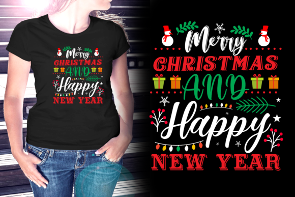 Christmas and Happy New Year T-Shirt Print Templates
