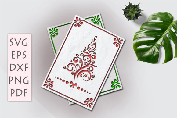 Christmas Card Svg Dxf Eps Papercut Card for Crafts