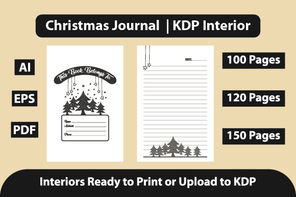 Christmas Journal Notebook for Kdp Interiors Branding