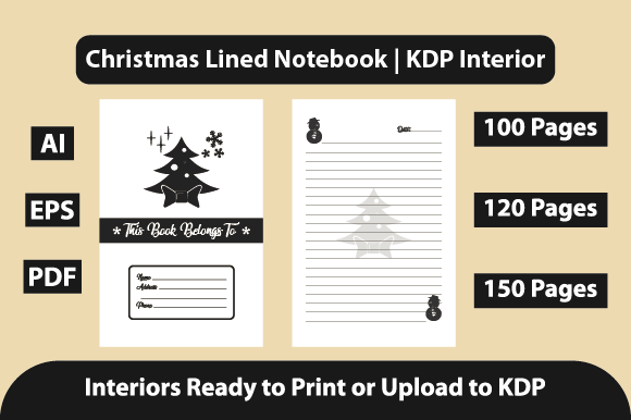 Christmas Lined Notebook KDP Interior Review