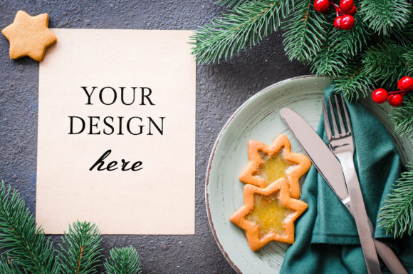 Christmas Mockup Table Setting Mockup for Seasonal Events