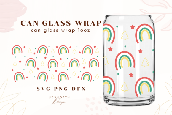 Christmas Rainbow Can Glass Wrap SVG for Crafts