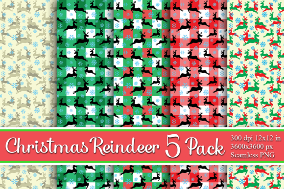 Christmas Reindeer Rudolph Digital Paper Textures