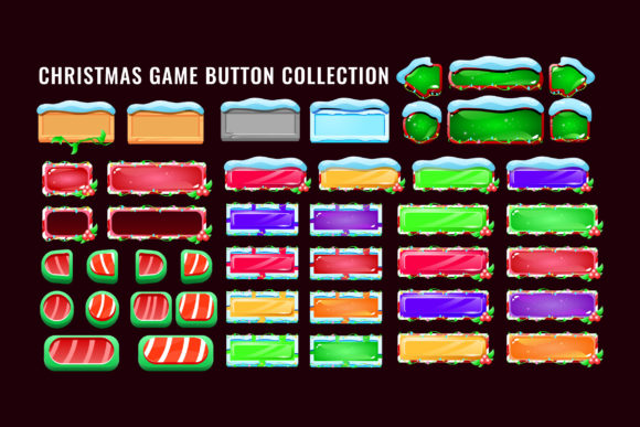 Christmas Winter Game Button Set for Decorative Elements