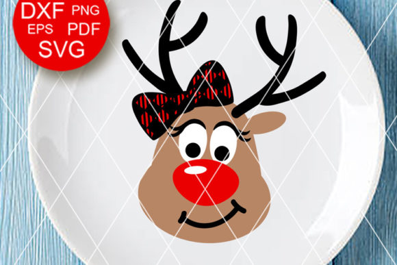 Deer Girl Bow Buffalo Plaid Christmas Crafts
