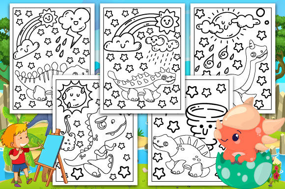 Dinosaur Coloring Book Pages for Kids – Creative Design Asset