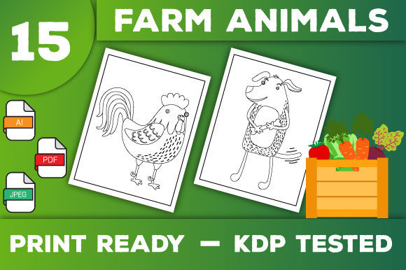 Farm Animal Coloring Book Pages for Kids