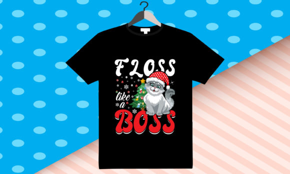 Floss Like a Boss Christmas Cat T-Shirt Design