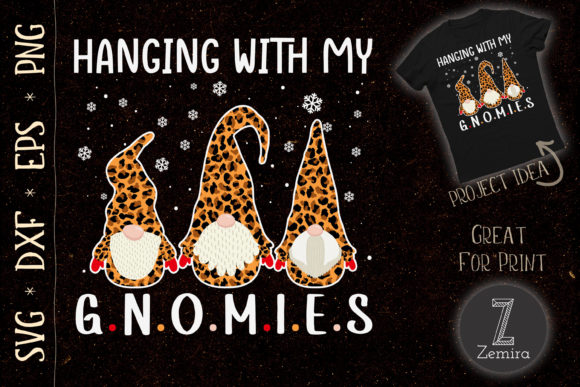 Hanging with Gnomies Christmas Leopard T-Shirt Designs