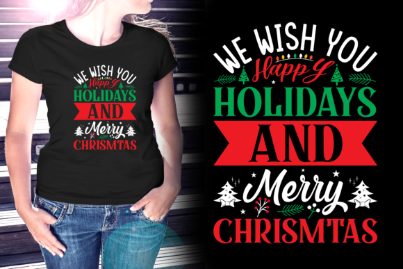 Happy Holidays Merry Christmas T-Shirt Print Templates