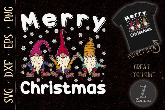 Merry Christmas Light Gnome Pajamas SVG for T-Shirt Designs