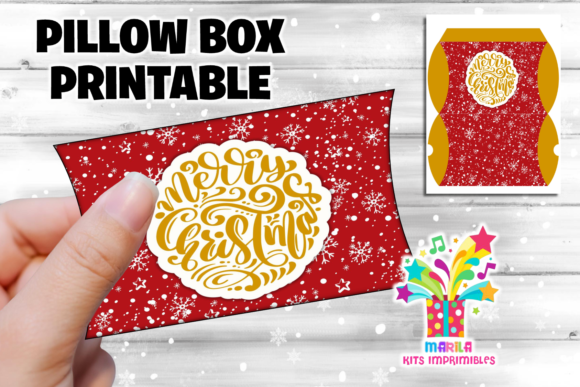 Merry Christmas Pillow Box 14 Print Templates