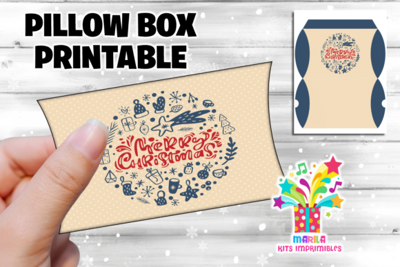 Merry Christmas Pillow Box 18 Print Templates