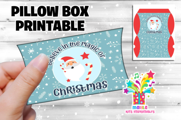 Merry Christmas Pillow Box 5 Print Templates
