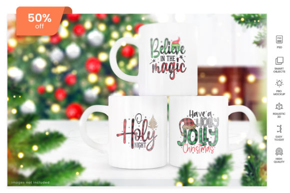 PSD Christmas Coffee Mug Mockup Stack for Christmas Amp