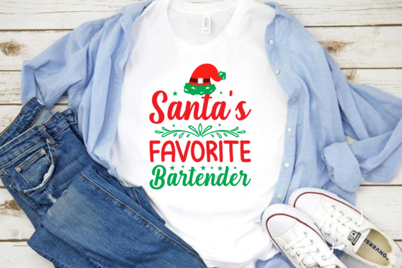 Santa's Bartender Christmas T-Shirt Print Template
