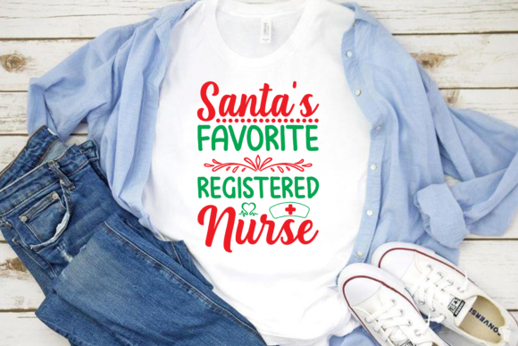 Santa's Registered Nurse T-Shirt Design for Print Templates